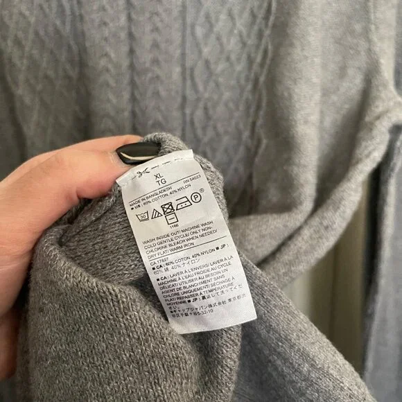 Banana Republic Womens Gray Cable Knit Round Neck Tunic Oversized Sweater XL - Picture 4 of 5